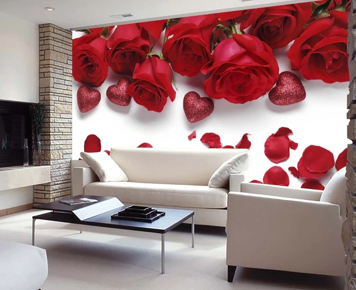 3D Фото Шпалери PHOTODECOR "Троянди з сердечками та пелюстками" - зображення 8