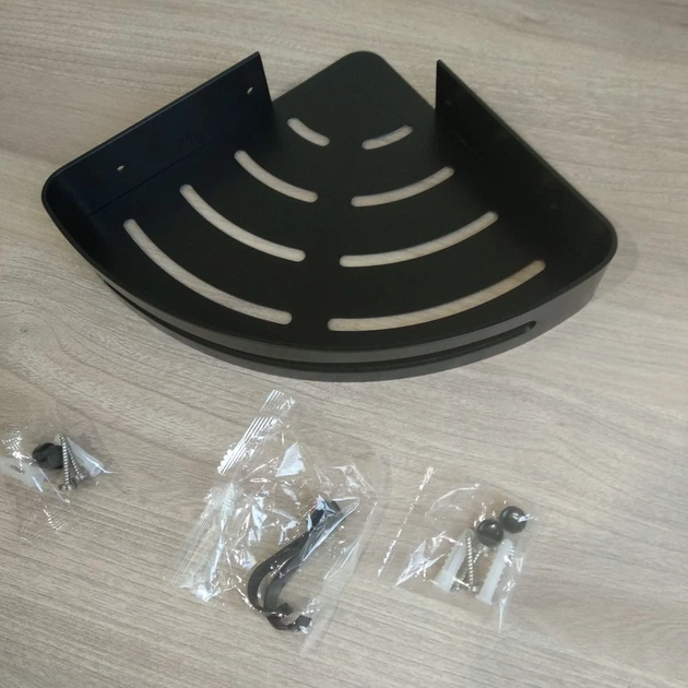Угловая полка для ванной из алюминия Miken AJ-02B (Al-Angular) 30cm Черная - изображение 4