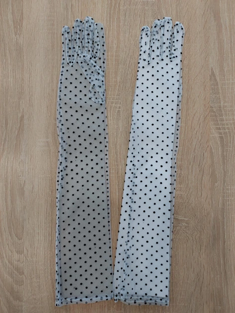 Фатиновые длинные перчатки в горошек Honey Fashion Accessories S/M/L серый (7-35/1) - Фото 4 Фатиновые длинные перчатки в горошек Honey Fashion Accessories S/M/L серый (7-35/1) - изображение 4