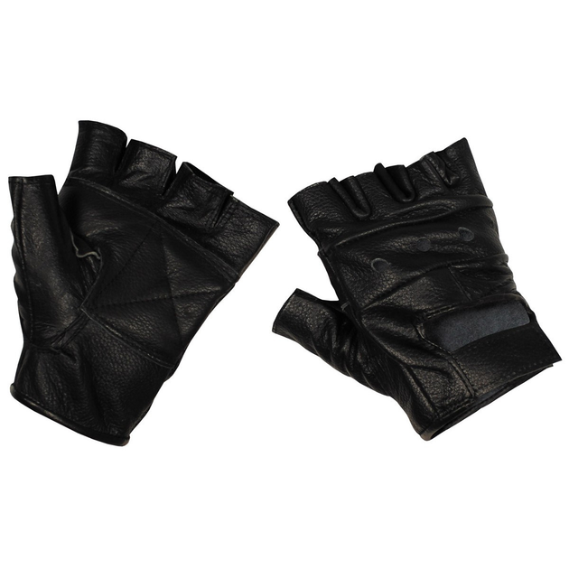 Безпалі шкіряні рукавички MFH «Deluxe» Black M - зображення 1