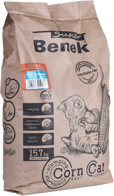 Żwirek kukurydziany Benek Corn Cat Morska Bryza 25 l (5905397019121) - obraz 1