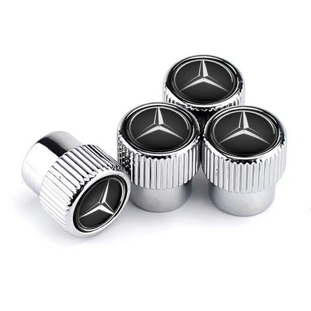 Набір захисних ковпачків SUNROZ Caps на ніпель для автомобіля Мерседес Premium Style Silver Mercedes 4 штуки (A-67580) - зображення 2