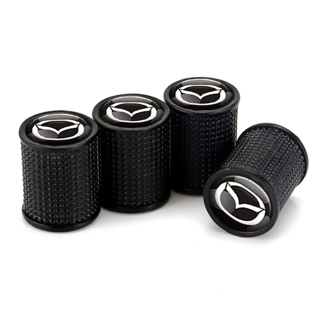 Набор защитных колпачков SUNROZ Caps на ниппель для автомобиля Mazda Lux Black Мазда 4 штуки (A-67534) - изображение 2