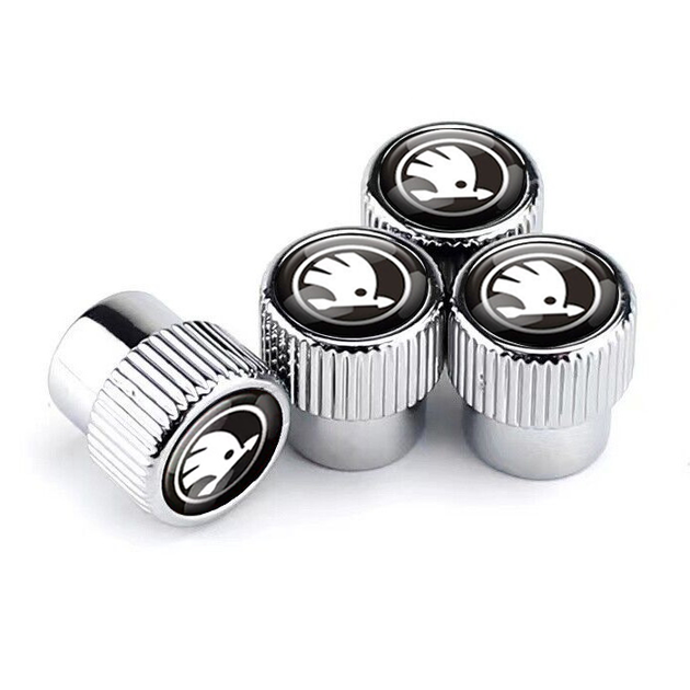 Набор защитных колпачков SUNROZ Caps на ниппель для автомобиля Шкода Premium Style Silver Skoda 4 штуки (A-67587) - изображение 3