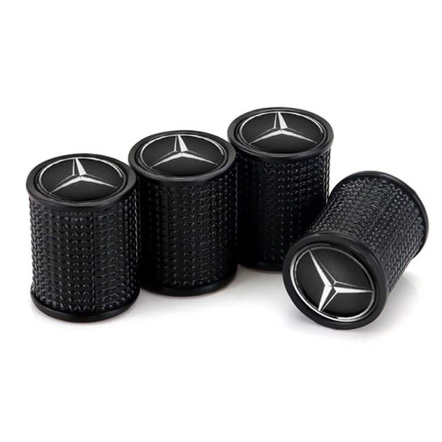 Набір захисних ковпачків SUNROZ Caps на ніпель для автомобіля Mercedes Lux Black Мерседес метал 4 штуки (A-67530) - зображення 3