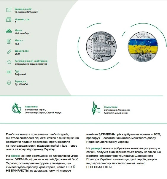 Монета Украина "Герои не умирают! Небесная сотня" 5 грн - Фото 10 Монета Украина "Герои не умирают! Небесная сотня" 5 грн - изображение 10
