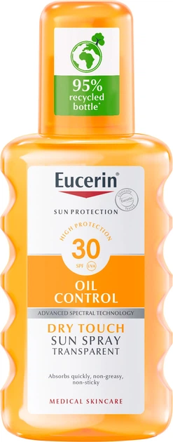Сонцезахисний спрей для тіла Eucerin Oil Control Transparent SPF30 200 мл (4005800309908) - Фото 1 Сонцезахисний спрей для тіла Eucerin Oil Control Transparent SPF30 200 мл (4005800309908) - зображення 1
