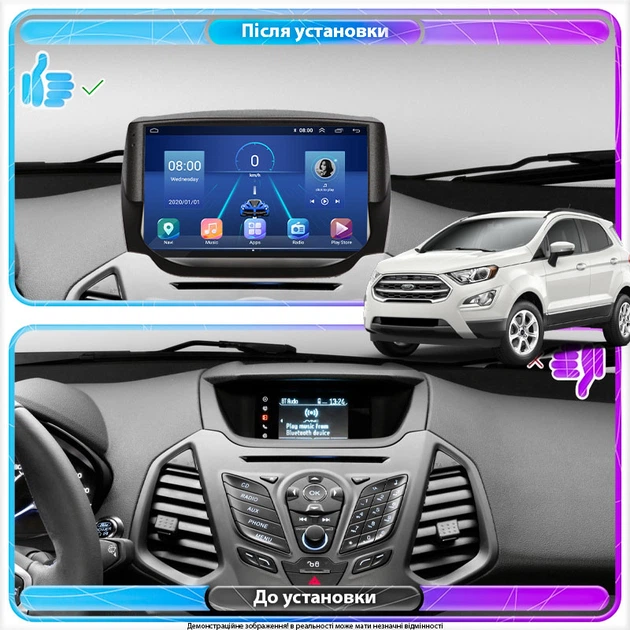 Штатна магнітола 9" Lesko для Ford EcoSport I 2014-2018 2/32 Wi-Fi GPS Optima Ford - зображення 2