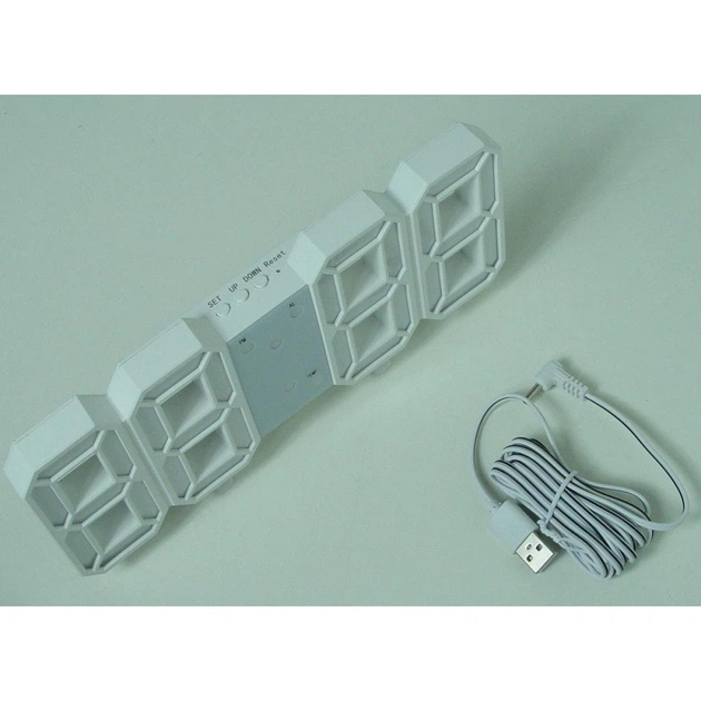 Часы настольные LY 1089 USB 5V белые с голубой LED подсветкой - изображение 4