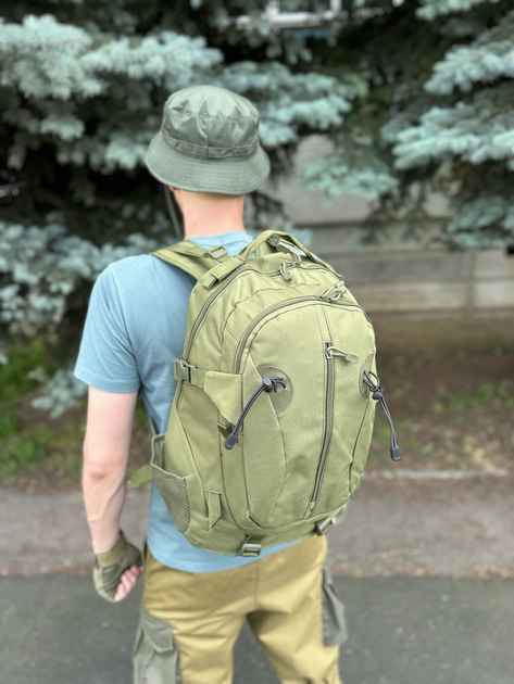 Тактичний рюкзак штурмовий Tactic військовий рюкзак 25 літрів міський рюкзак з відділом під гідратор Олива (A57-807-olive) - зображення 2