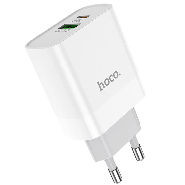 Мережевий зарядний пристрій (МЗП) HOCO C80A Plus Rapido PD20W+QC3.0 (1Type-C/1USB) White - Фото 1 Мережевий зарядний пристрій (МЗП) HOCO C80A Plus Rapido PD20W+QC3.0 (1Type-C/1USB) White - изображение 1