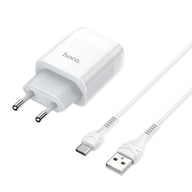 МЗП HOCO C73A (2USB/2.4A) + Type-C (Білий) - зображення 2