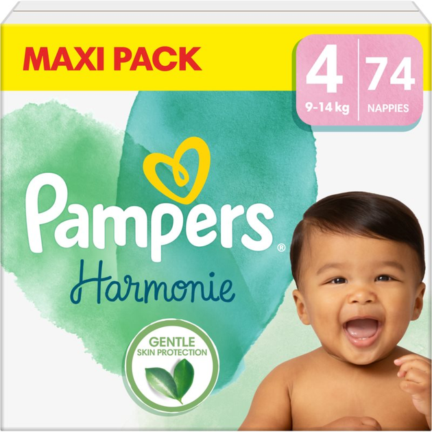 Pieluchy Pampers Harmonie Rozmiar 4 (9-14 kg) 74 szt (8006540941294) - obraz 1