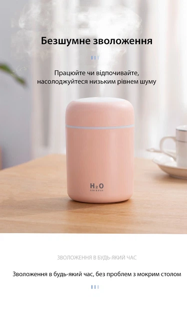 Портативный ультразвуковой увлажнитель воздуха 300 мл с LED подсведкой два режима распыления Axacam LF-300L Pink - изображение 3