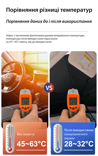 Зонт автомобильный на лобовое стекло складной солнцезащитная