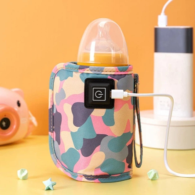 Портативный тканевый USB подогреватель для детских бутылочек со световыми индикаторами температуры, Разноцветный - изображение 6