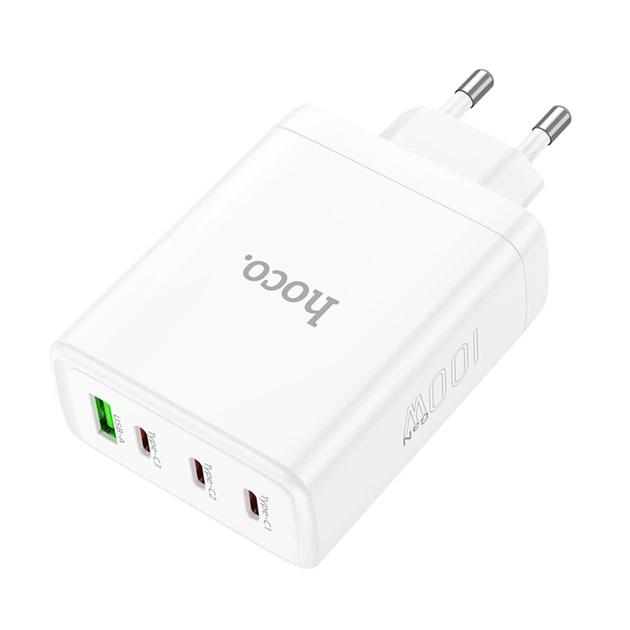 Зарядний пристрій HOCO N31 Leader PD100W four-port(3C1A) fast charger White - Фото 1 Зарядний пристрій HOCO N31 Leader PD100W four-port(3C1A) fast charger White - зображення 1