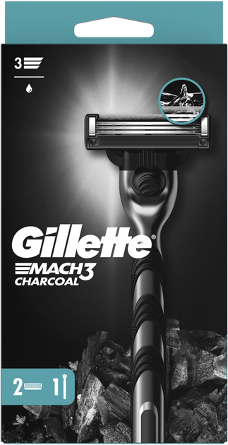 Станок для бритья мужской (Бритва) Gillette Mach3 Charcoal с 2 сменными ...