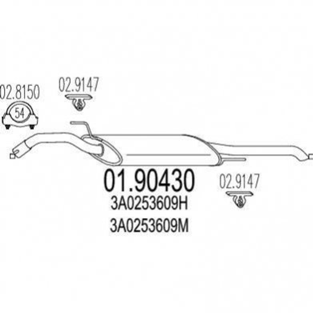 Глушитель MTS 0190430 Volkswagen Passat 3A0253609M, 3A0253609H - изображение 1