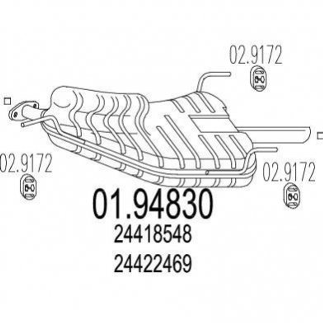 Глушник MTS 0194830 Opel Vectra 24422469, 24418548, 5852872 - зображення 1