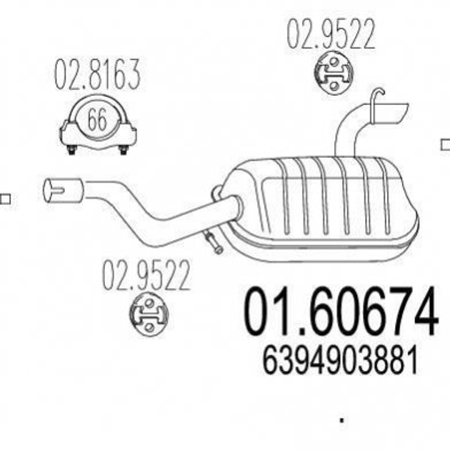 Глушник MTS 0160674 Mercedes Vito A6394903881, 6394903881 - зображення 1