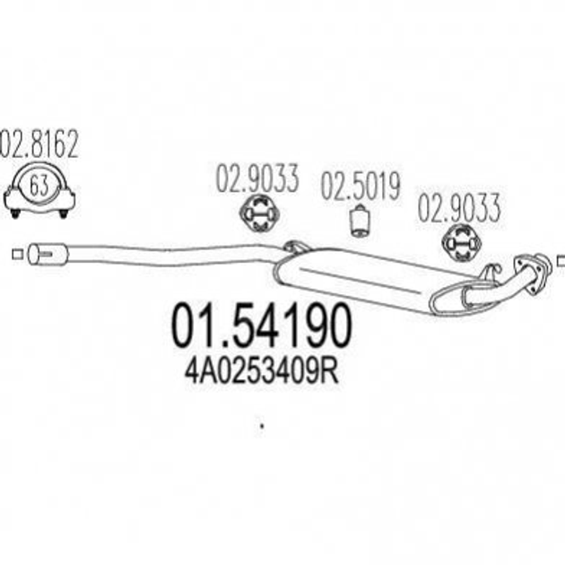 Глушитель средний MTS 0154190 Audi A6, 100 4A0253409R - изображение 1