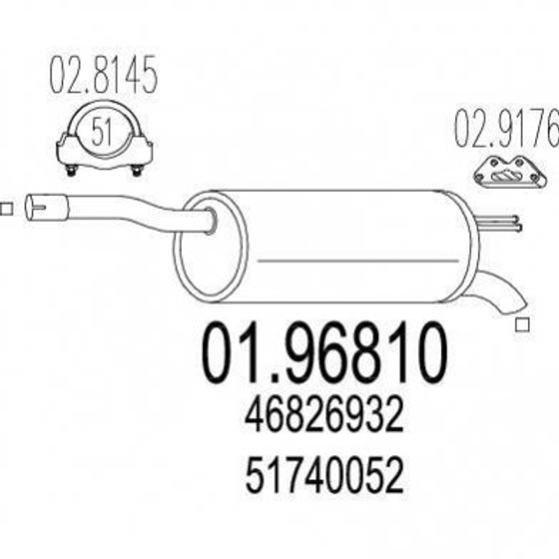 Глушник MTS 0196810 Fiat Doblo 46826932, 51740052 - зображення 1