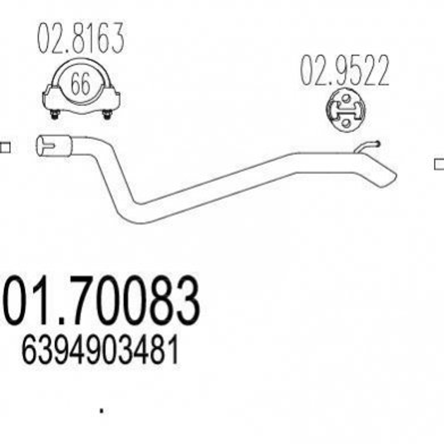 Труба глушителя MTS 0170083 Mercedes Vito A6394903481, 6394903481 - изображение 1