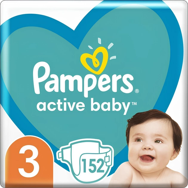Pieluchy Pampers Active Baby Rozmiar 3 (6-10 kg) 152 szt (8001090951533) - obraz 1