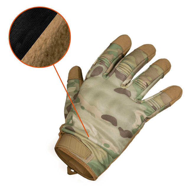 Тактичні захисні рукавички універсальні польові рукавиці для силових структур CAMOTEC 7221(M) Мультикам (OPT-7751) - зображення 2