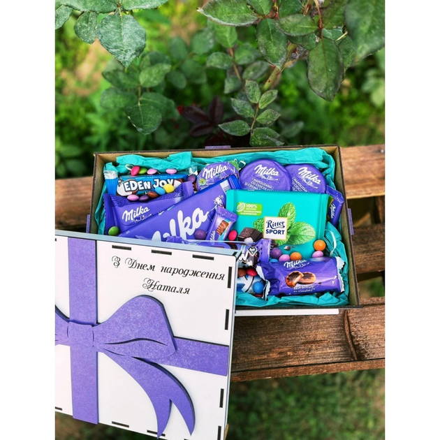 Подарочный набор сладостей PROBOXY бокс Бант в деревянной коробке с ...