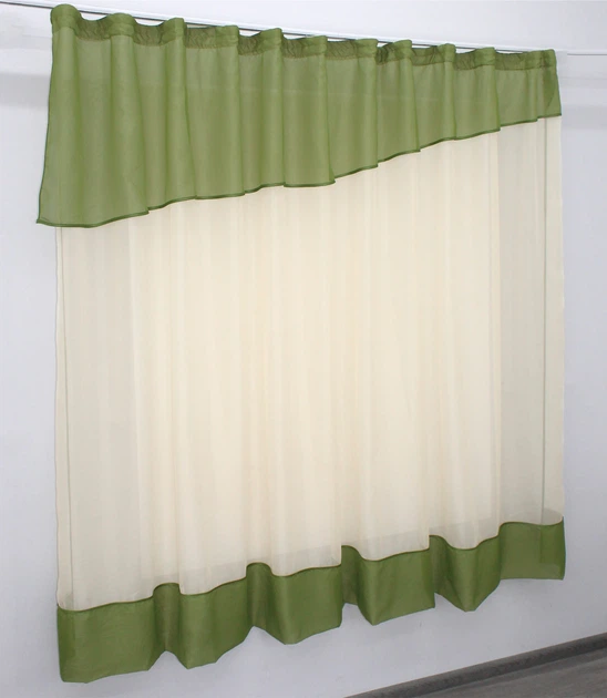 Кухонна фіранка VR-Textil № 047к бежевий з оливковим 280х170 см (52-0348) - Фото 2 Кухонна фіранка VR-Textil № 047к бежевий з оливковим 280х170 см (52-0348) - зображення 2