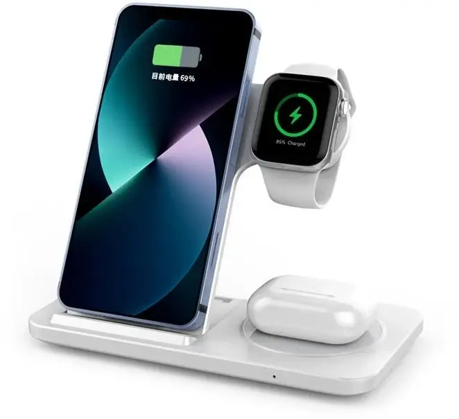 Док станция зарядка беспроводная Qi 3в1 Proda PD-W8 5-15W Watch AirPods Phone white - Фото 3 Док станция зарядка беспроводная Qi 3в1 Proda PD-W8 5-15W Watch AirPods Phone white - изображение 3
