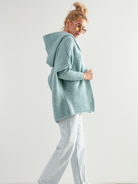 Kardigan damski z kapturem Fobya Cardigan F960 One Size Niebieski (5903707120048) - obraz 2