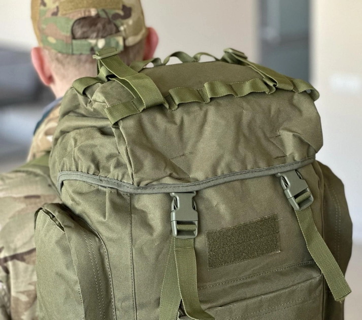 Туристический большой рюкзак Tactic походной военный рюкзак на 65 л тактический рюкзак Олива (ta65-olive) - изображение 2