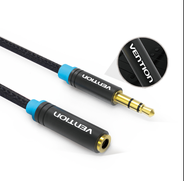 Удлинитель Audio Aux 3.5мм-3.5мм M/F Vention gold-plated 5m Black (VAB-B06-B500-M) - изображение 2