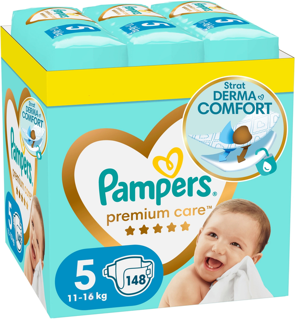 Pieluchy Pampers Premium Care Rozmiar 5 (11-16 kg) 148 szt (8006540855973) - obraz 1