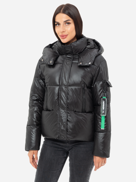 Акція на Куртка демісезонна коротка з капюшоном жіноча Icon ID815black XL Чорна від Rozetka