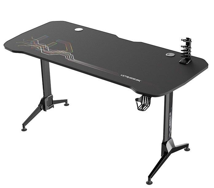 Стол геймерский Ultradesk Grand Black + подставка Ultradesk Beam с 4 ...