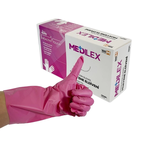 Медицинские перчатки Medilex,TPE, розовые,М, 100 шт Reflex - зображення 1