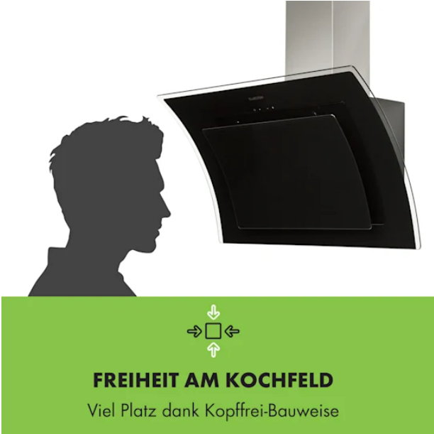 Вытяжка klarstein Sabia 90 90 см 600 м³/ч LEDs 3 уровня мощности черная - изображение 5
