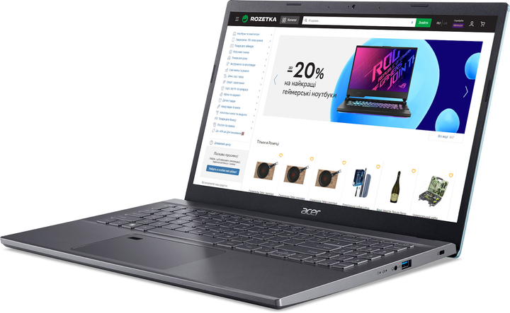 Ноутбук Acer Aspire 5 A515-57-59VX (NX.KN4EU.00C) Steel Gray / Intel Core i5-12450H / RAM 16 ГБ / SSD 512 ГБ / Підсвітка клавіатури / Зарядка через Type-C - зображення 4