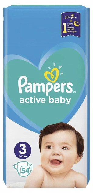 Pieluchy Pampers Active Baby Rozmiar 3 (6-10 kg) 54 szt (8001090948977) - obraz 1