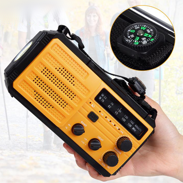 Фонарь кемпинговый KAYINOW 089 8000 mAh с динамо FM AM радио повербанком - изображение 6