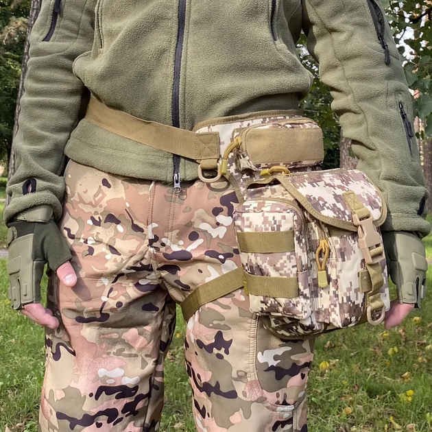 Сумка мужская на бедро AOKALI Outdoor A90 Camouflage ACU - изображение 2