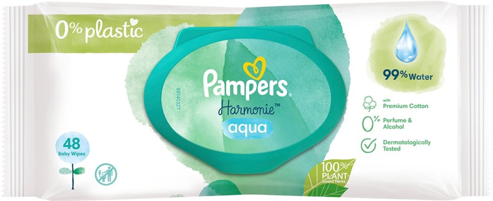 Вологі серветки Pampers Harmonie Aqua Baby Wipes 48 шт (8006540458563) - зображення 2