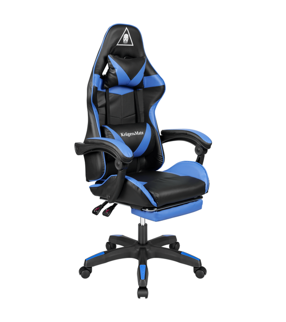 Крісло геймерське KrugerMatz GX-150 з підставкою для ніг Black/Blue - зображення 5
