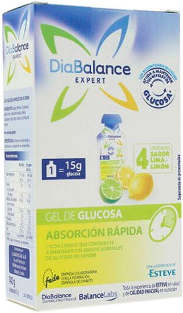 Suplement diety DiaBalance Expert Lemon Glucose Gel 4 szt (8410128002596) - obraz 1