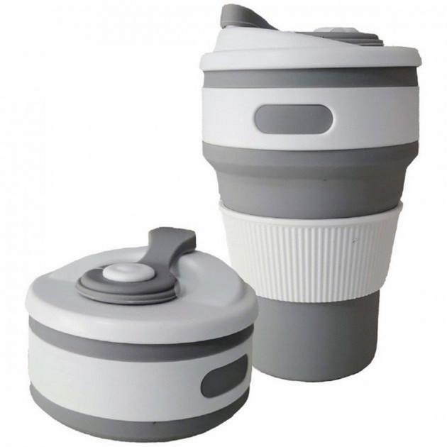 Склянка складна 350 мл, Silicon Magic Cup, Сіра - Фото 3 Склянка складна 350 мл, Silicon Magic Cup, Сіра - изображение 3