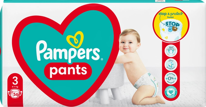 Pieluchomajtki Pampers Pants Rozmiar 3 (6-11 kg) 56 szt (8006540068663) - obraz 3